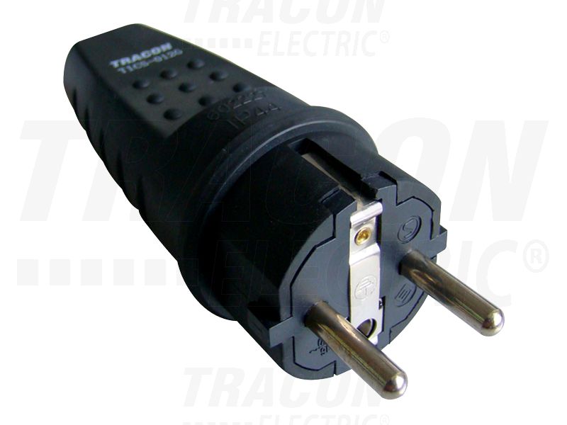 Földelt Dugvilla 16A, 250V, 2P+E, IP44 Fekete