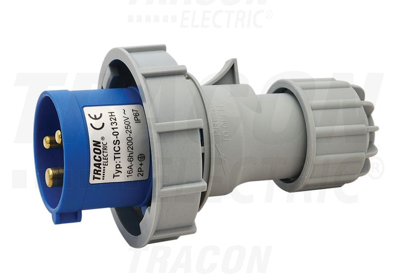 Ipari csatlakozódugó 16A, 250V, 2P+E, 6h, IP67