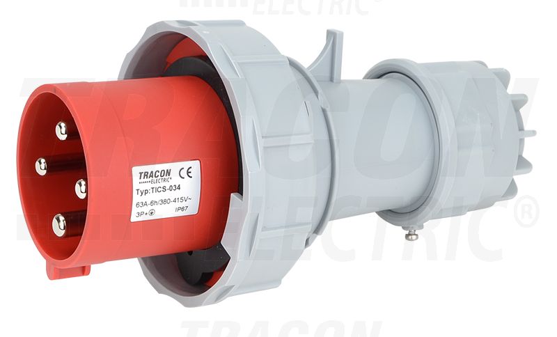 Ipari csatlakozódugó 63A, 400V, 3P+E, 6h, IP67