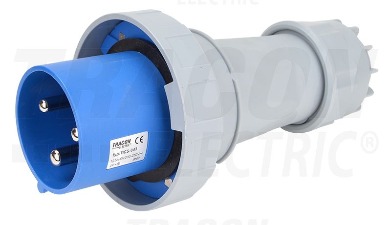 Ipari csatlakozódugó 125A, 250V, 2P+E, 6h, IP67