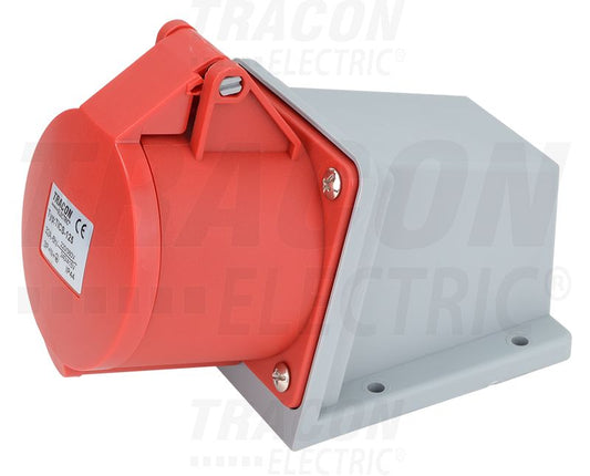 Falonkívüli szerelhető ipari   ipari csatlakozóaljzat 32A, 400V, 3P+N+E, 6h, IP44