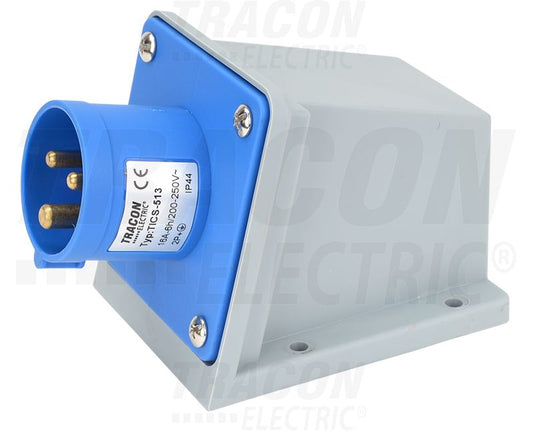 Falonkívüli szerelhető ipari   ipari csatlakozódugó 16A, 250V, 2P+E, 6h, IP44