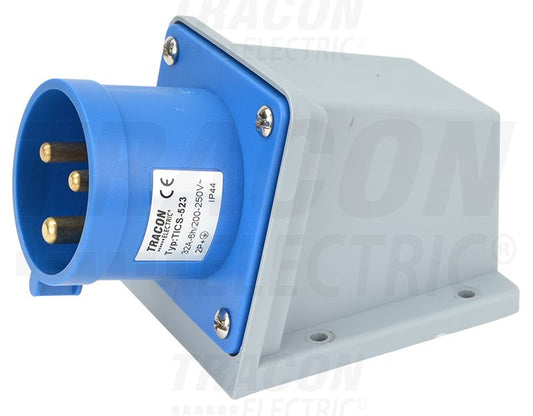 Falonkívüli szerelhető ipari   ipari csatlakozódugó 32A, 250V, 2P+E, 6h, IP44