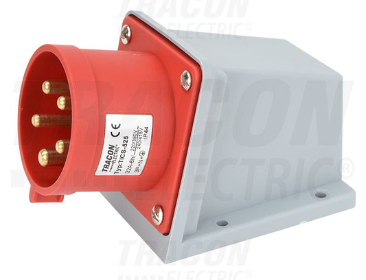 Falonkívüli szerelhető ipari   ipari csatlakozódugó 32A, 400V, 3P+N+E, 6h, IP44