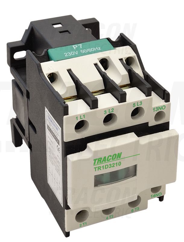 Általános felhasználású kontaktor,mágneskapcsoló 400V, 50Hz, 12A, 5,5kW, 24V AC, 3×NO+1×NC TR1D1201B7