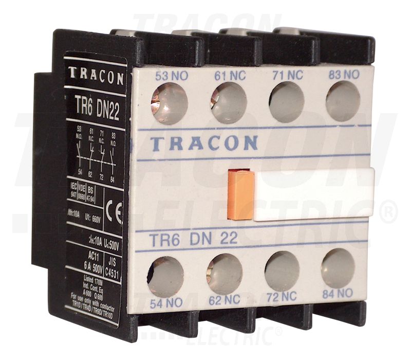 Homlokoldali Segédérintkező 230V, 50Hz, 2A, 1×NC+3×NO TR6DN31