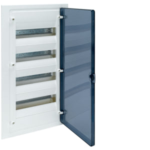 Hager Kiselosztó PE/N-sínnel 63A műanyag 4x 12M süllyesztett fehér IP40 átlátszó teli ajtó Golf VF412TD