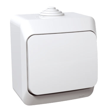 Schneider CEDAR PLUS Egypólusú nyomó, IP44, fehér (101N)