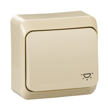 Schneider PRIMA Egypólusú nyomó, lámpajellel, 10A, krém