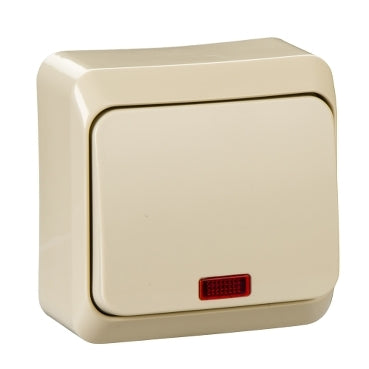 Schneider PRIMA Egypólusú kapcsoló, jelzőfényes, 10AX, krém