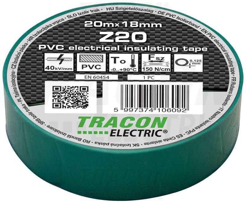 Szigetelőszalag 20m×18mm PVC 90Fok.ig Zöld