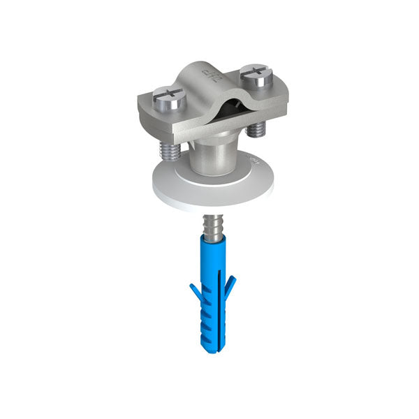 J.Propster 110180 vezetéktartó + csavar + tipli, StFz/V2A, Rd 8-10mm, 24mm kiemelés