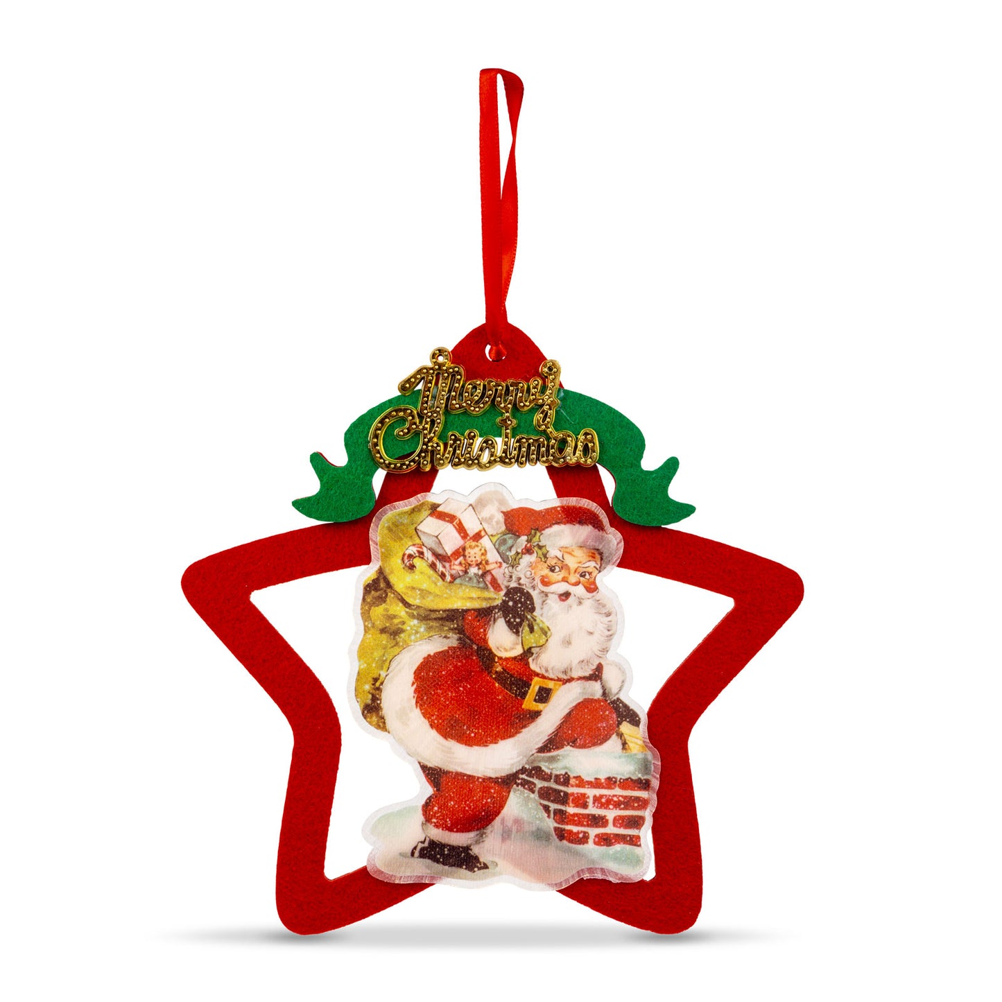 LED-es ablakdekor - melegfehér LED - csillag, mikulás - tapadókorongos, IP20,  19*19cm