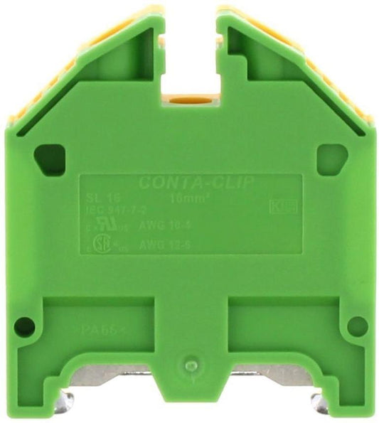 CONTA-CLIP Földelő sorkapocs TS35 1-szintes 2,5-16mm2 zöld-sárga csavaros csavaros SL 16/35 GNYE  1197.2