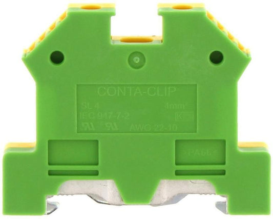 CONTA-CLIP Földelő sorkapocs TS35 1-szintes 0,2-4mm2 zöld-sárga csavaros csavaros SL 4/35 GNYE 1212.2