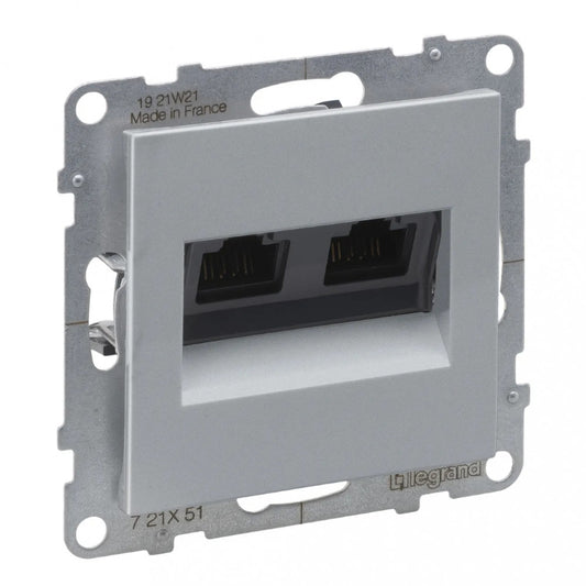 LEGRAND Suno alumínium 2xRJ45 UTP Cat.5E csatlakozóaljzat, keret nélkül 721351