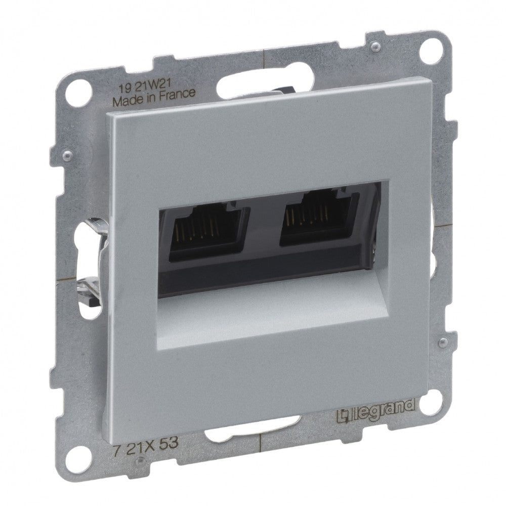 LEGRAND Suno alumínium 2xRJ45 UTP Cat.6 csatlakozóaljzat, keret nélkül 721353