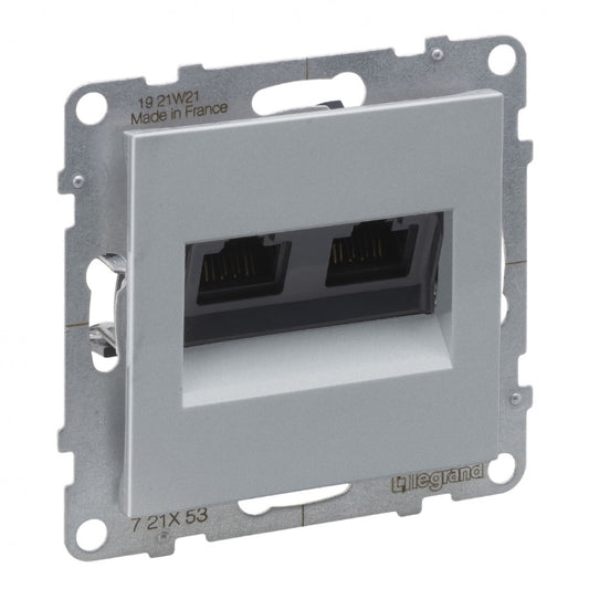 LEGRAND Suno alumínium 2xRJ45 UTP Cat.6 csatlakozóaljzat, keret nélkül 721353