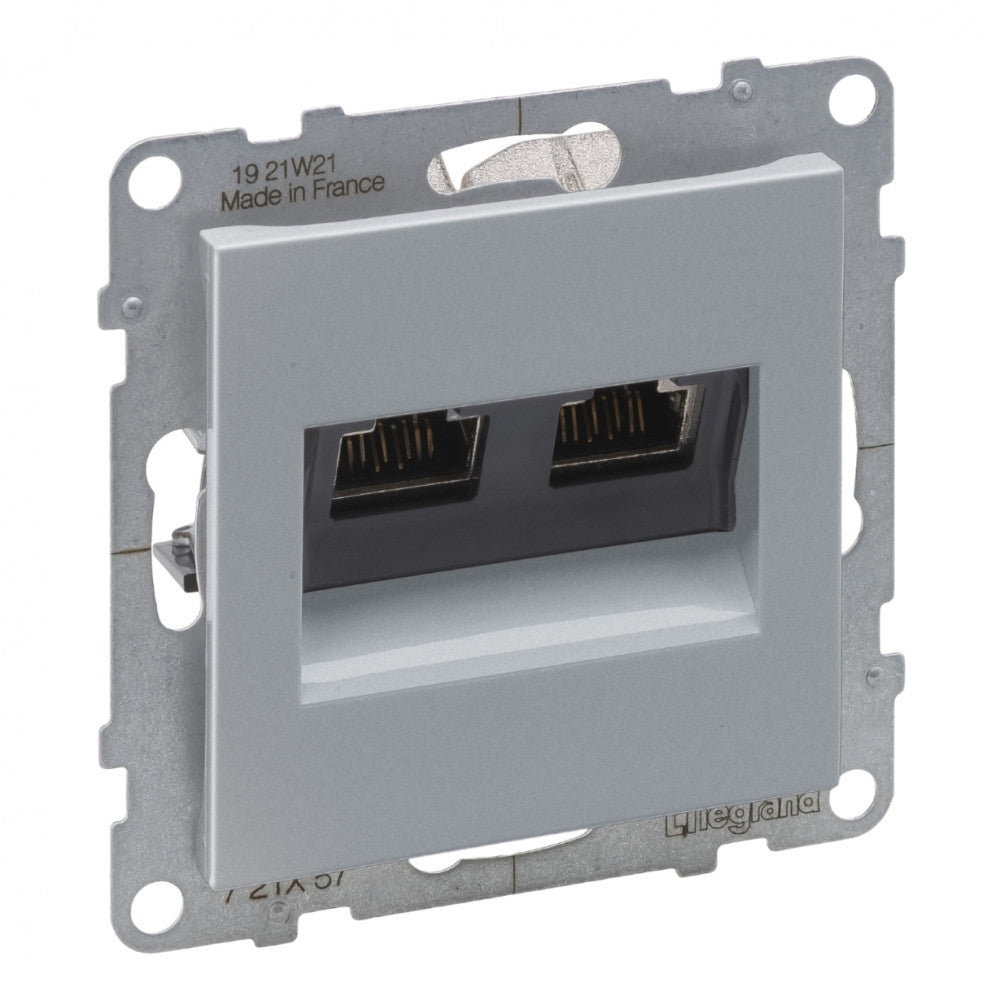 LEGRAND Suno alumínium 2xRJ45 STP Cat.6 csatlakozóaljzat, keret nélkül 721357