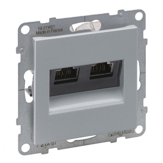 LEGRAND Suno alumínium 2xRJ45 STP Cat.6 csatlakozóaljzat, keret nélkül 721357