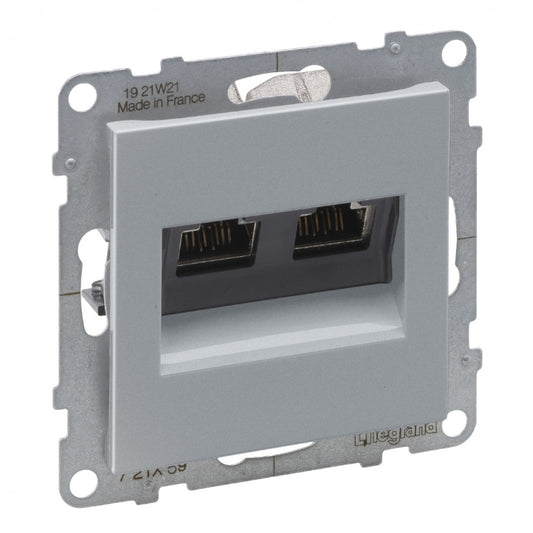 LEGRAND Suno alumínium 2xRJ45 STP Cat.6A csatlakozóaljzat, keret nélkül 721359