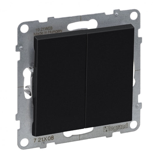 LEGRAND Suno fekete 106+6 kettős váltókapcsoló, keret nélkül 10AX 721408
