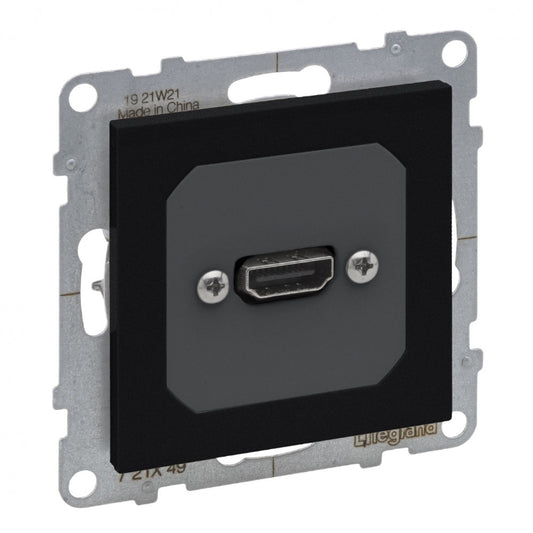 LEGRAND Suno fekete elővezetékelt HDMI 1.4 típusú csatlakozóaljzat, 15cm kábellel 721449