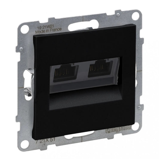 LEGRAND Suno fekete 2xRJ45 UTP Cat.5E csatlakozóaljzat, keret nélkül 721451
