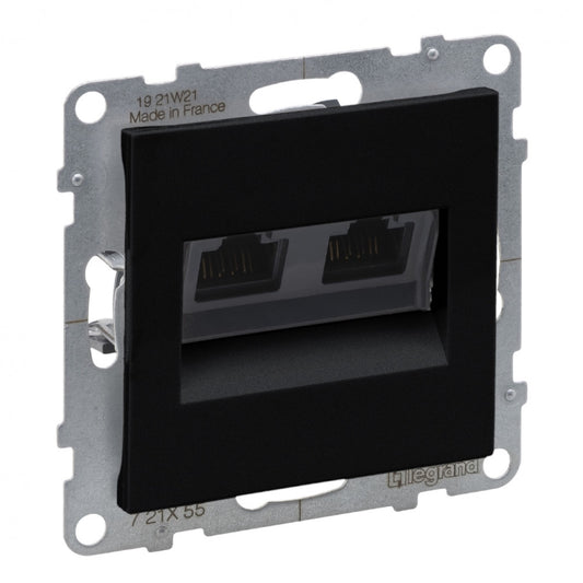 LEGRAND Suno fekete 2xRJ45 UTP Cat.6A csatlakozóaljzat, keret nélkül 721455