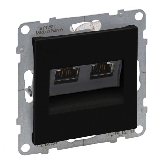 LEGRAND Suno fekete 2xRJ45 STP Cat.6A csatlakozóaljzat, keret nélkül 721459