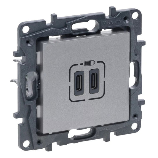 LEGRAND Niloé Step alumínium 2xUSB-C töltőaljzat 5V 3A 15W 863339