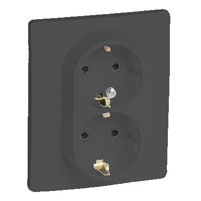 LEGRAND Niloé Step fekete 2x2P+F csatlakozóaljzat (rugós), biztonsági zsaluval 863522