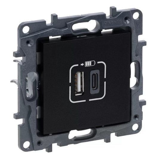 LEGRAND Niloé Step fekete 2xUSB-A+C töltőaljzat 5V 3A 15W 863540