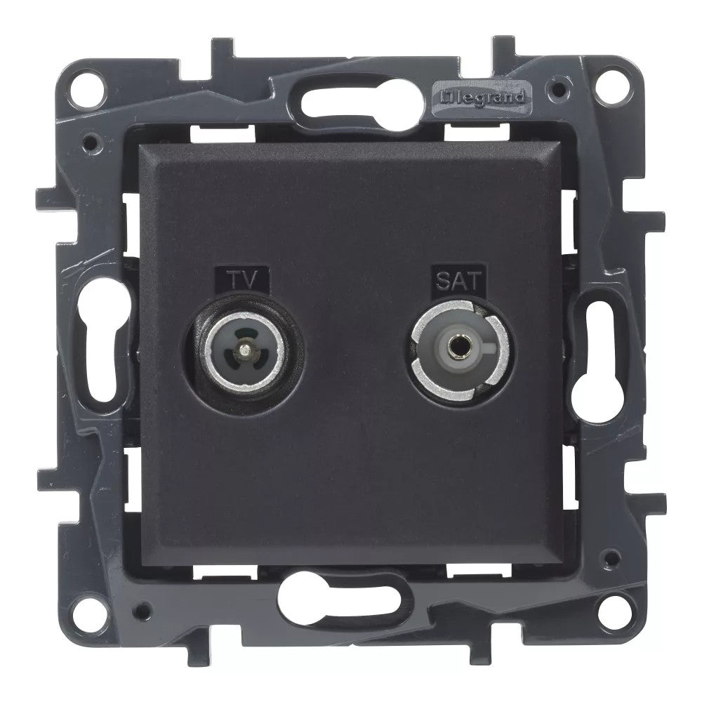 LEGRAND Niloé Step fekete TV-R-SAT átmenő aljzat (14 dB) 863578