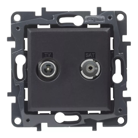 LEGRAND Niloé Step fekete TV-R-SAT átmenő aljzat (14 dB) 863578