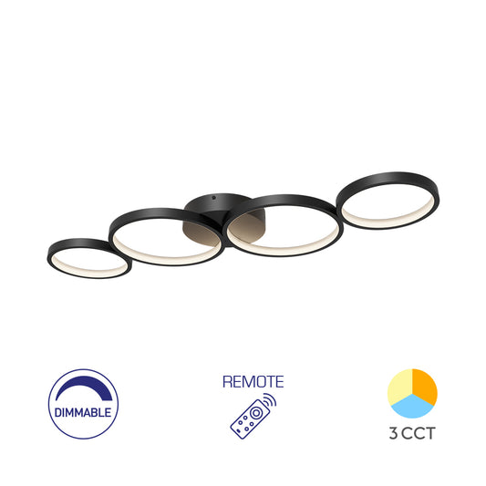 Braytron mennyezeti Led lámpa Fekete Dimmerelhető ,Távirányítható 3IN1  60W  6050Lm  IP20  220-240V BH17-04091