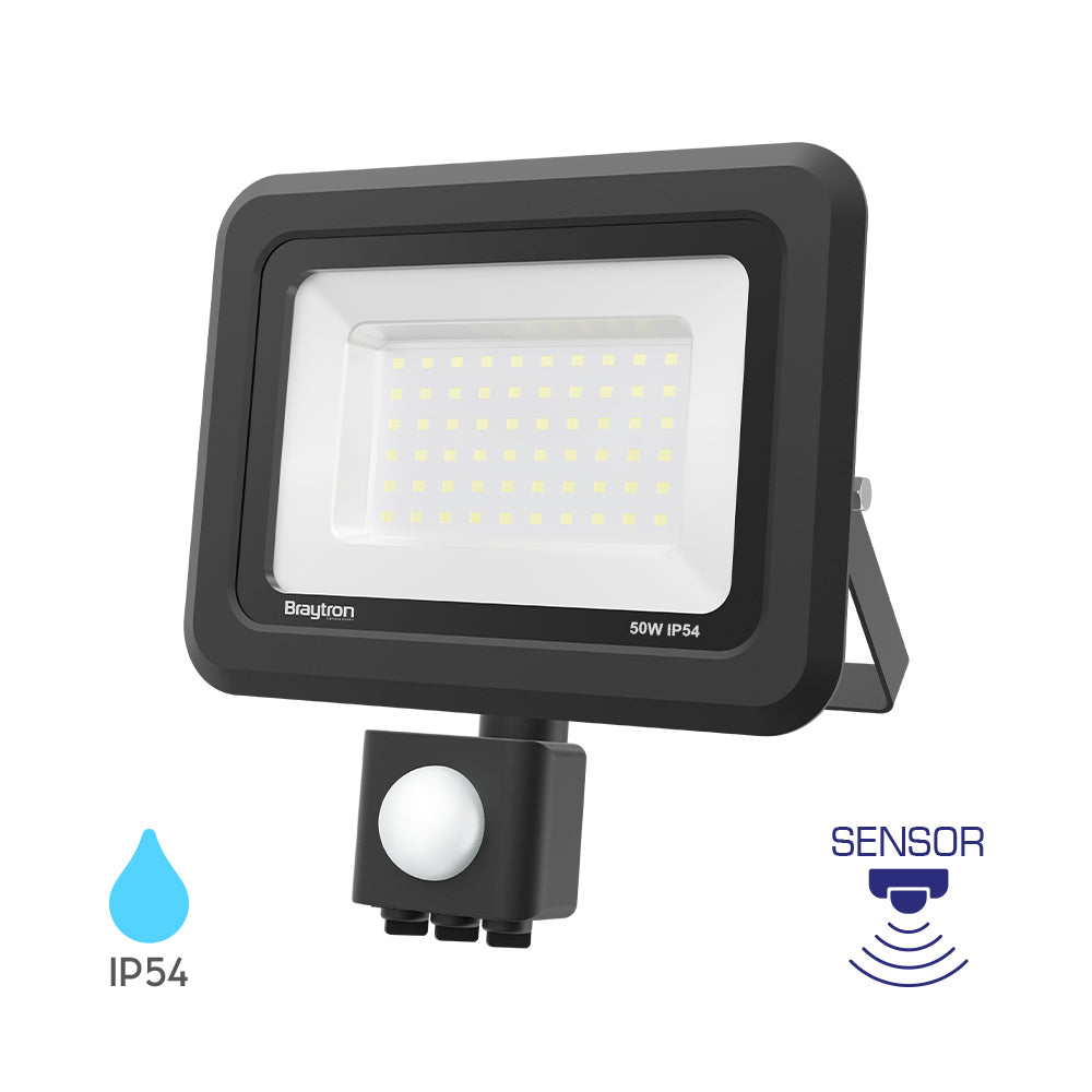 Braytron Led reflektor világítás mozgásérzékelővel  50W 4200Lm  IP54  6500K 220-240V