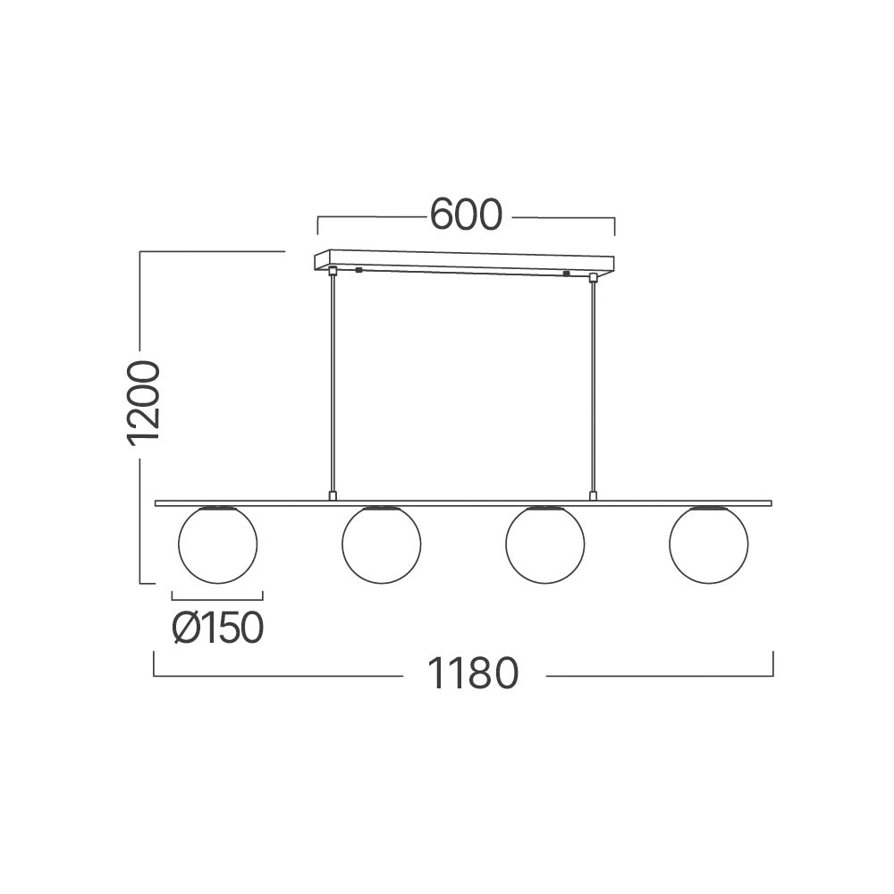 Braytron Mennyezeti Függeszték(csillár) 4xG9 Foglalattal Fekete, Gömb üvegbúrával 220-240V 50/60Hz IP20 Raktárkészletről érdeklődjön! BV01-00115