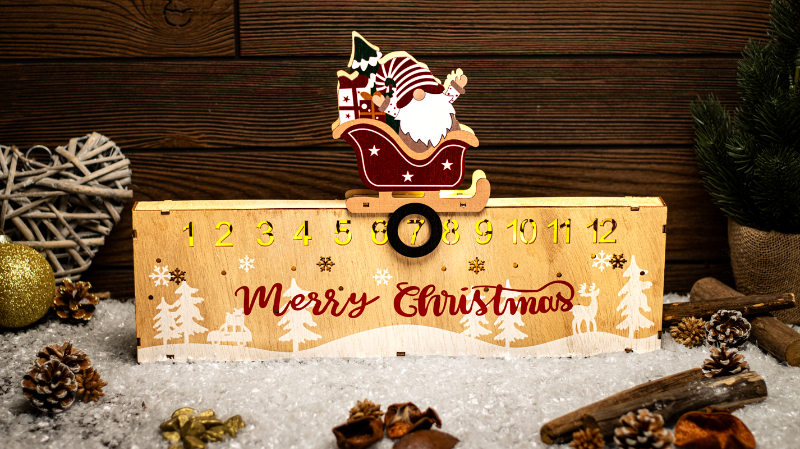 Led karácsonyi állítható naptár, manó, fa, elemes , Timer 6+18h, 6LED, 3000K, 2xAA,CHRACE6WW