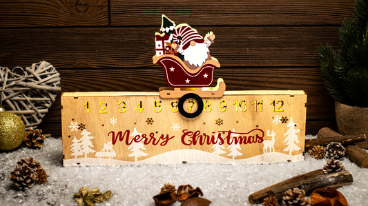 Led karácsonyi állítható naptár, manó, fa, elemes , Timer 6+18h, 6LED, 3000K, 2xAA,CHRACE6WW