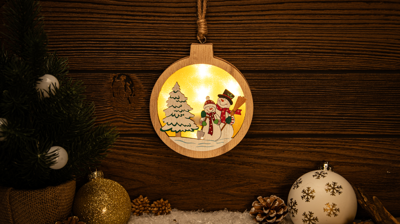 LED karácsonyi ablakdísz,hóember,kör,elemes , Timer 6+18h, 5LED, 3000K, 2xAAA,CHRHCSN5WW