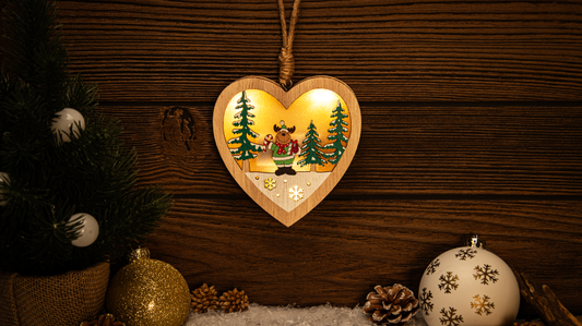 LED karácsonyi ablakdísz,szarvas,szív,elemes ,  Timer 6+18h, 3LED, 3000K, 2xAAA