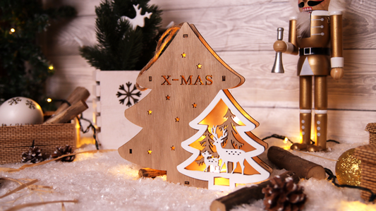 LED karácsonyi fenyőfa,fa,elemes , Timer 6+18h, 7LED, 3000K, 2xAAA  CHRHT7WW