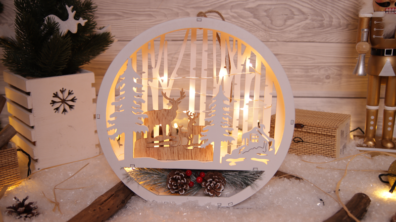 LED karácsonyi dísz,fa, rénszarvas, elemes,Timer 6+18h,15LED, 3000K, 2xAAA, CHRHWR15WW