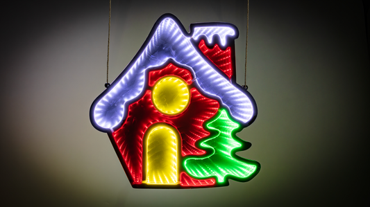 LED karácsonyi tükördísz , házikó, USB , 1,5m, 327LED, 4,5W, RGB,CHRMMH