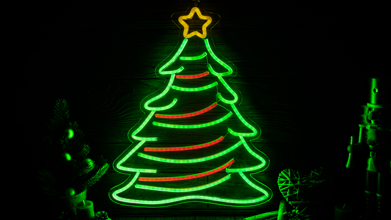 NEON FLEX LED karácsonyi fenyő, USB , USB, 1,5m, 4,5W, RGB, CHRNT