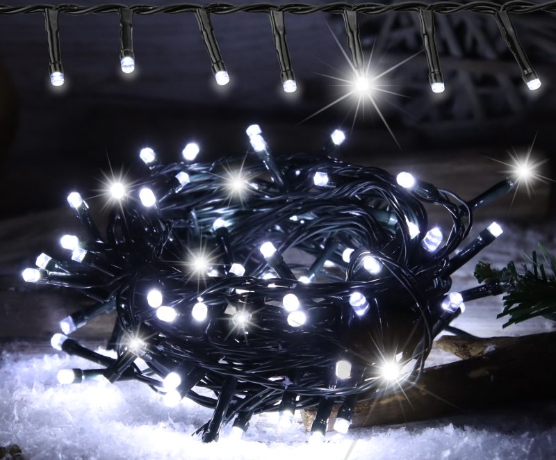 Karácsonyi sziporkázó fényfüzér, kültéri/beltéri 230VAC, 5+50M, 2000LED, 8.4W, 12000-13000K, IP44 CHRSTHOSC2000CW