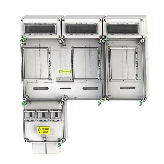 Csarári PVT 7590 Á-V-H Fm-SZ ÁK fogyasztásmérő szekrény, 1 vagy 3 fázisú általános és vezérelt és H-tarifás méréshez, szabadvezetékes CSP21E026AKFF