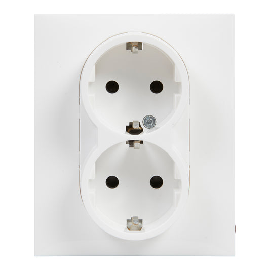 LEGRAND Suno fehér 2x2P+F GYV csatlakozóaljzat (rugós), biztonsági zsaluval, komplett 721126