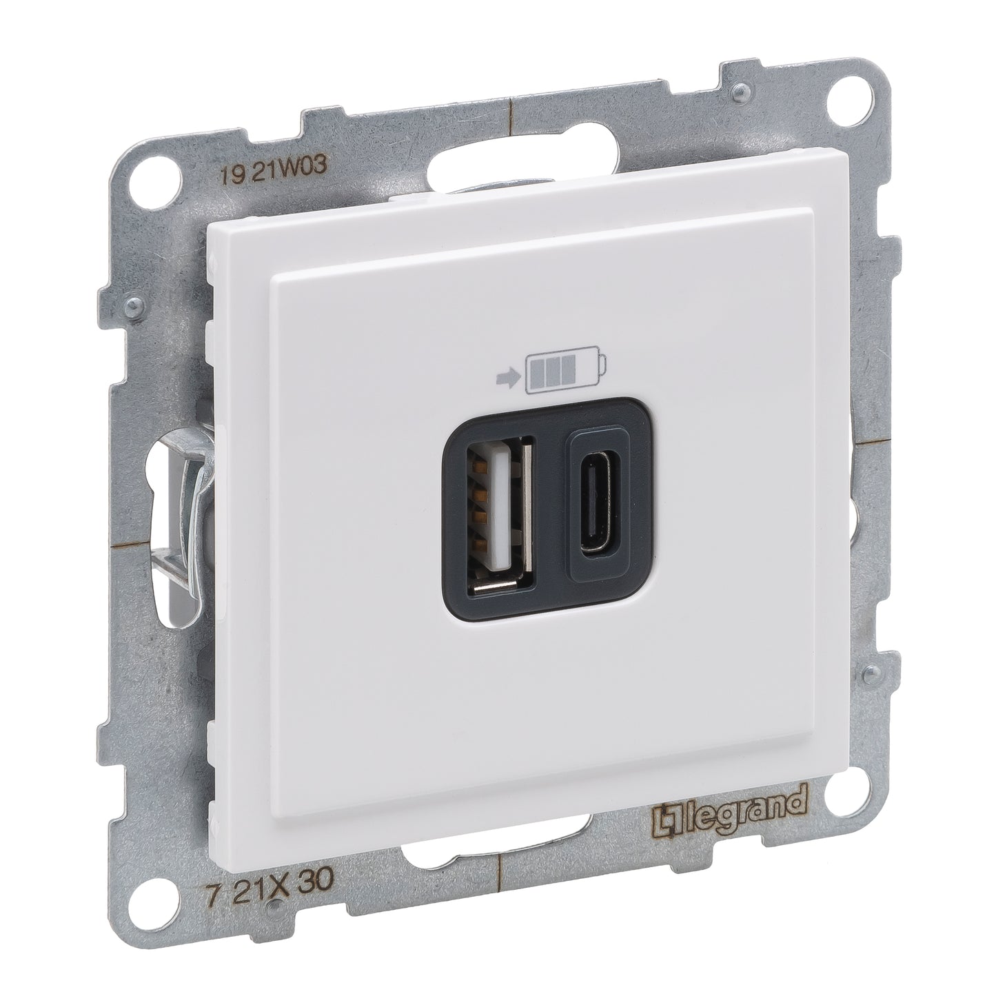 LEGRAND Suno fehér 2xUSB - A+C csatlakozóaljzat, 3 A - 15 W, keret nélkül 721130